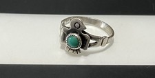 Bell Trading Post Thunderbird Sterling Turquoise Ring Size 6 1/2 Fred Harvey Era - Additional view 7