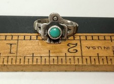 Bell Trading Post Thunderbird Sterling Turquoise Ring Size 6 1/2 Fred Harvey Era - Additional view 9