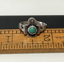 Bell Trading Post Thunderbird Sterling Turquoise Ring Size 6 1/2 Fred Harvey Era
