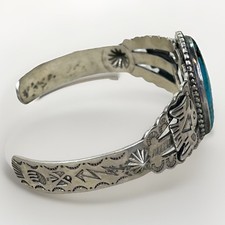 Vintage FRED HARVEY Navajo BIG Turquoise THUNDERBIRD Sterling Bracelet 6.75