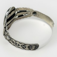 Vintage FRED HARVEY Navajo BIG Turquoise THUNDERBIRD Sterling Bracelet 6.75