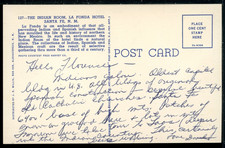 1937 Santa Fe New Mexico Indian Room La Fonda Hotel Vintage Fred Harvey Postcard - Additional view 1