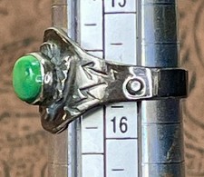 VTG Fred Harvey Era Sterling Silver Thunderbird Ring Green Turquoise Size Sz 5 - Additional view 11