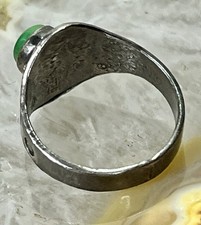 VTG Fred Harvey Era Sterling Silver Thunderbird Ring Green Turquoise Size Sz 5 - Additional view 4