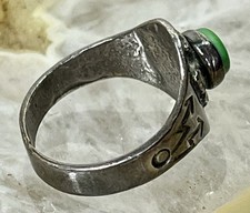 VTG Fred Harvey Era Sterling Silver Thunderbird Ring Green Turquoise Size Sz 5 - Additional view 5