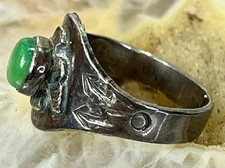 VTG Fred Harvey Era Sterling Silver Thunderbird Ring Green Turquoise Size Sz 5 - Additional view 6