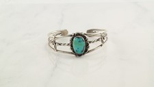 Native American Fred Harvey Era Turquoise Shade Cuff Bracelet Sterling Silver - Additional view 1