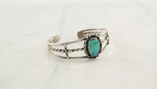 Native American Fred Harvey Era Turquoise Shade Cuff Bracelet Sterling Silver - Additional view 3