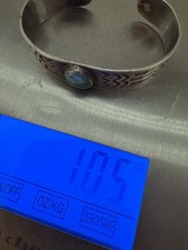 NATIVE AMERICAN NAVAJO TURQUOISE & STERLING INGOT FRED HARVEY ERA CUFF LOVELY! - Additional view 7