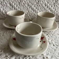 Syracuse Trend Berkeley 3 Cups & 3 Saucers Fred Harvey Cherry Santa Fe Railroad - Additional view 3
