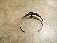 VERY OLD  Fred Harvey Era Navajo 900 Coin Silver Turquoise FAN Bracelet - Additional view 9
