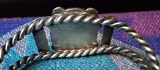 Fred Harvey Era Native American Navajo Petrified Wood Coin Silver Bracelet - Additional view 4