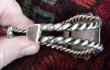 Fred Harvey Era Native American Navajo Petrified Wood Coin Silver Bracelet - Additional view 5