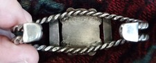 Fred Harvey Era Native American Navajo Petrified Wood Coin Silver Bracelet - Additional view 8