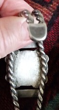 Fred Harvey Era Native American Navajo Petrified Wood Coin Silver Bracelet - Additional view 9