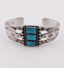 Vtg Maisel's Fred Harvey Era Navajo Sterl Silver Turquoise Thunderbird Cuff 6⅜ - Additional view 2
