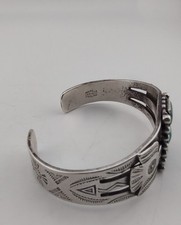 Vtg Maisel's Fred Harvey Era Navajo Sterl Silver Turquoise Thunderbird Cuff 6⅜ - Additional view 8