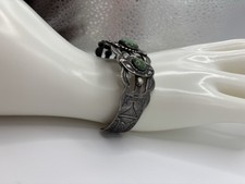 Sterling Silver Turquoise? Native American Fred Harvey Era Stamped Cuff - Additional view 1