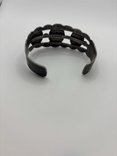 Sterling Silver Turquoise? Native American Fred Harvey Era Stamped Cuff - Additional view 2