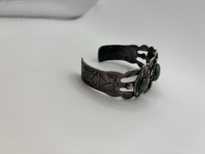 Sterling Silver Turquoise? Native American Fred Harvey Era Stamped Cuff - Additional view 3