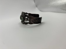 Sterling Silver Turquoise? Native American Fred Harvey Era Stamped Cuff - Additional view 4