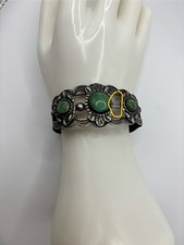 Sterling Silver Turquoise? Native American Fred Harvey Era Stamped Cuff - Additional view 6