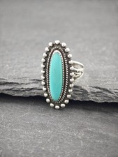 Fred Harvey Era Block Turquoise Sterling Silver Ring Size 6 3/4 - Additional view 8