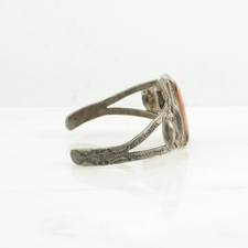 Fred Harvey Era Orange Petrified Wood Cuff Sterling Silver Bracelet - Additional view 7