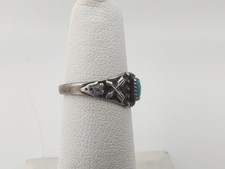 Vtg Fred Harvey Era Bell Trading Sterl Silver Turquoise Cross Arrow Ring Sz 4½ - Additional view 1