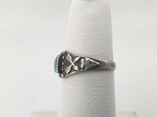 Vtg Fred Harvey Era Bell Trading Sterl Silver Turquoise Cross Arrow Ring Sz 4½ - Additional view 2