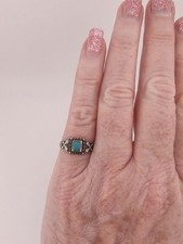 Vtg Fred Harvey Era Bell Trading Sterl Silver Turquoise Cross Arrow Ring Sz 4½ - Additional view 3