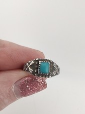 Vtg Fred Harvey Era Bell Trading Sterl Silver Turquoise Cross Arrow Ring Sz 4½ - Additional view 4