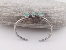 Tiny Vtg Fred Harvey Era Sterling Silver Turquoise Baby Cuff Bracelet Gift - Additional view 1