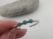Tiny Vtg Fred Harvey Era Sterling Silver Turquoise Baby Cuff Bracelet Gift - Additional view 2