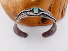 Exceptional Old Fred Harvey Era Silver Turquoise Bracelet Snake Whirling Log 6⅞ - Additional view 8