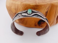 Exceptional Old Fred Harvey Era Silver Turquoise Bracelet Snake Whirling Log 6⅞ - Additional view 9