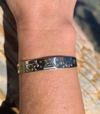 VTG Fred Harvey Style Stamped Bell Trading Post Nickel Silver Cuff Bracelet - Additional view 1