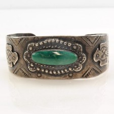 Native American Fred Harvey Cerillos Turquoise Sterling Silver Cuff Bracelet - Additional view 2
