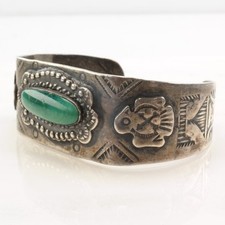 Native American Fred Harvey Cerillos Turquoise Sterling Silver Cuff Bracelet - Additional view 3