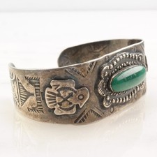 Native American Fred Harvey Cerillos Turquoise Sterling Silver Cuff Bracelet - Additional view 5