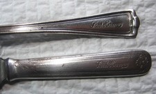 2 Original Fred Harvey Signed Dining Car Dinner Flat Ware Pieces--Fork and Knife - Additional view 1