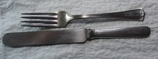 2 Original Fred Harvey Signed Dining Car Dinner Flat Ware Pieces--Fork and Knife