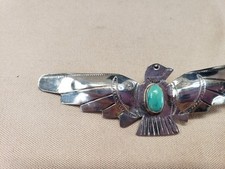 Vintage Fred Harvey Era Native American Silver Turquoise Thunderbird Brooch 3.5