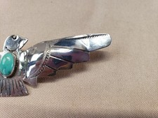 Vintage Fred Harvey Era Native American Silver Turquoise Thunderbird Brooch 3.5