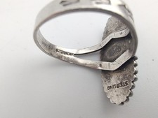 Vintage Fred Harvey Era Navajo Turquoise Sterling Silver Stamped Ring Sz 7½ - Additional view 3