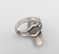 Vintage Fred Harvey Era Navajo Turquoise Sterling Silver Stamped Ring Sz 7½ - Additional view 4