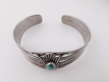 Vtg Fred Harvey Era Navajo Sterl Silver Turquoise Thunderbird Bracelet Sz 6¼ - Additional view 11