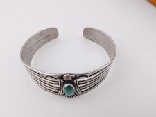 Vtg Fred Harvey Era Navajo Sterl Silver Turquoise Thunderbird Bracelet Sz 6¼ - Additional view 10