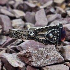 EXUBERANT Old Fred Harvey Era Navajo Sterling DRAGON'S BREATH Cuff Bracelet - Additional view 3