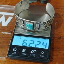 Early Fred Harvey Era NAVAJO Spiderweb TURQUOISE Sterling DOG Cuff Bracelet - Additional view 12